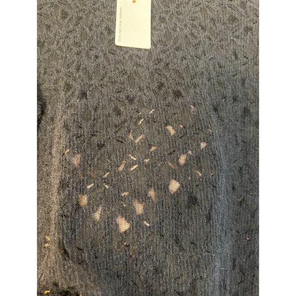 Skies are Blue NWT Black Sweater See Through Jagged Collar Trendy Chic Sz MED - Picture 4 of 6
